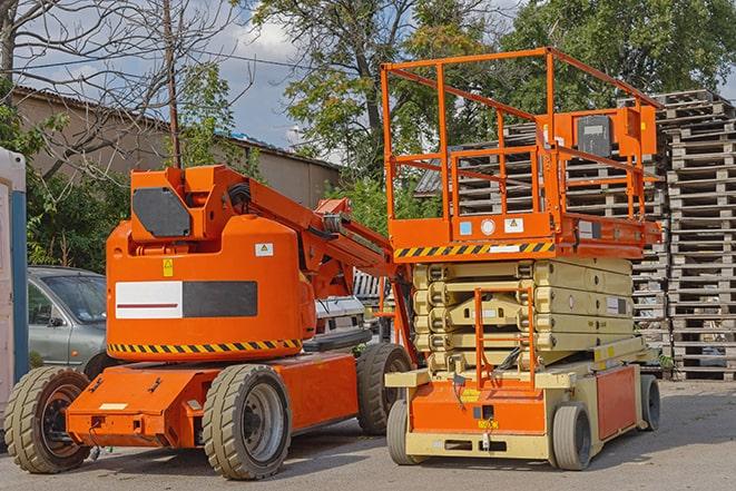 forklift moving pallets in a spacious warehouse in Bohemia